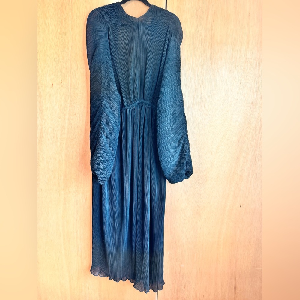 Rare 1978 Halston IV Pleated Black Wrap Dress w/ Balloon Sleeve petite medium M - Picture 13 of 15